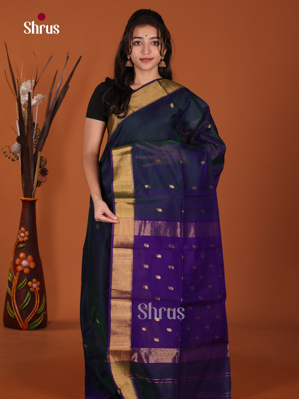 DKS12837 - Maheshwari silkcotton Saree - Shop on Shrus.com