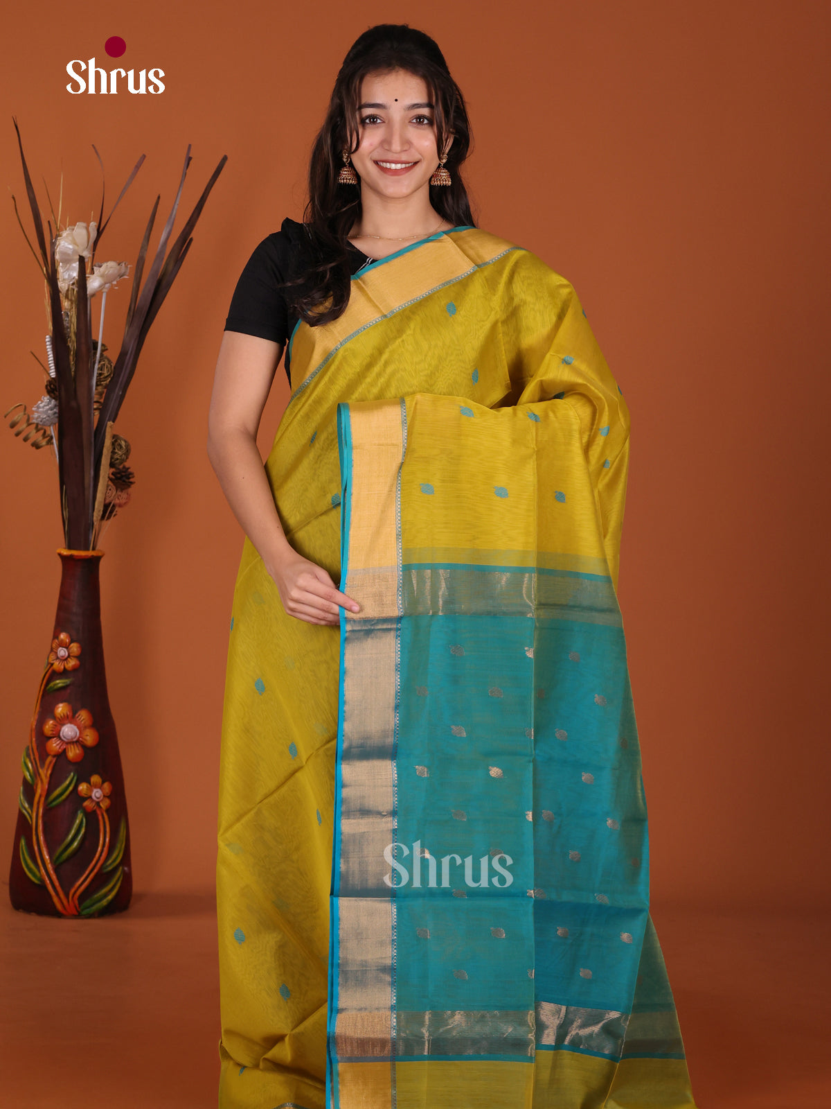 DKS12840 - Maheshwari silkcotton Saree - Shop on Shrus.com