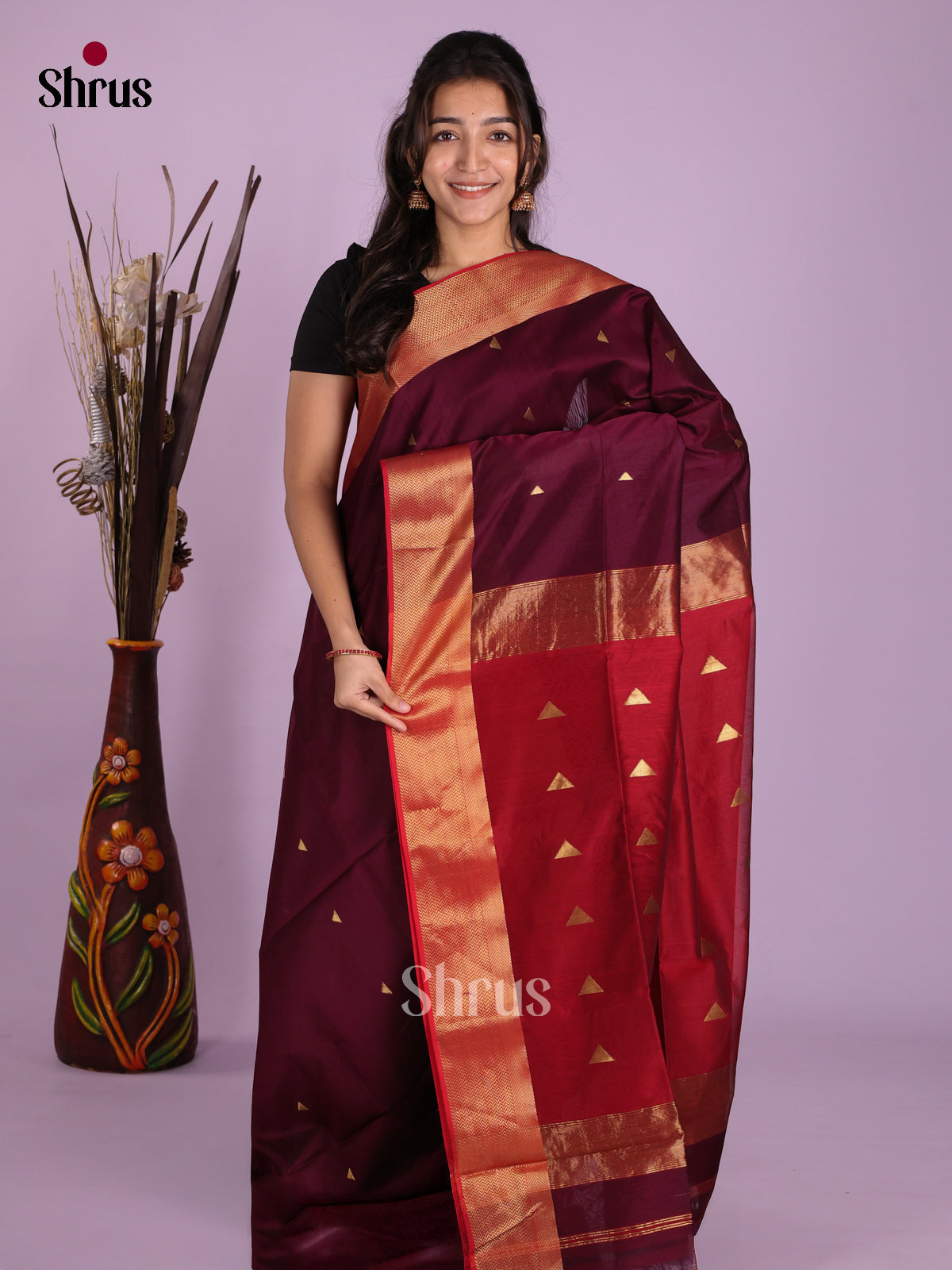DKS12874 - Maheshwari silkcotton Saree - Shop on Shrus.com
