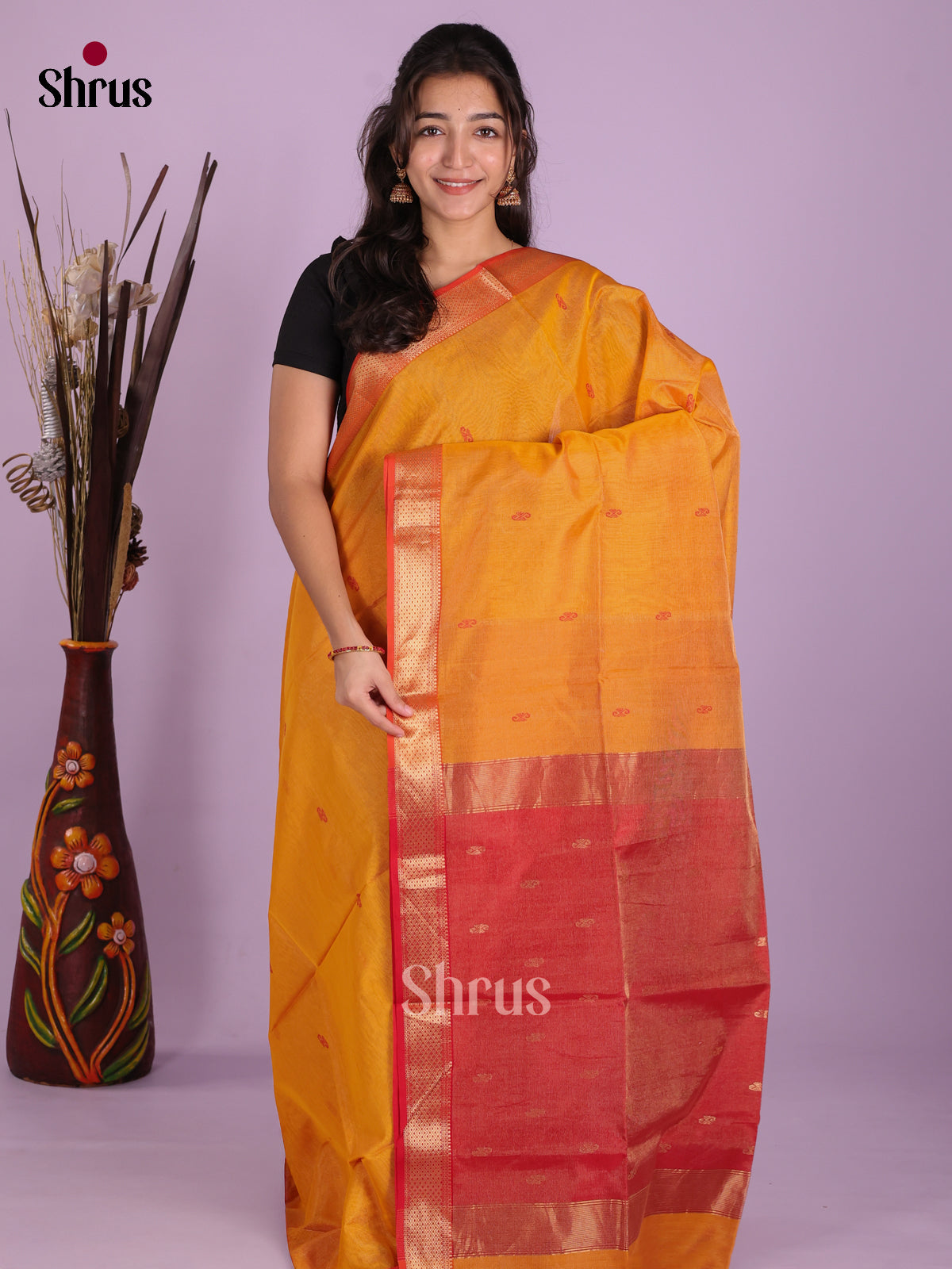 DKS12909 - Maheshwari silkcotton Saree - Shop on Shrus.com
