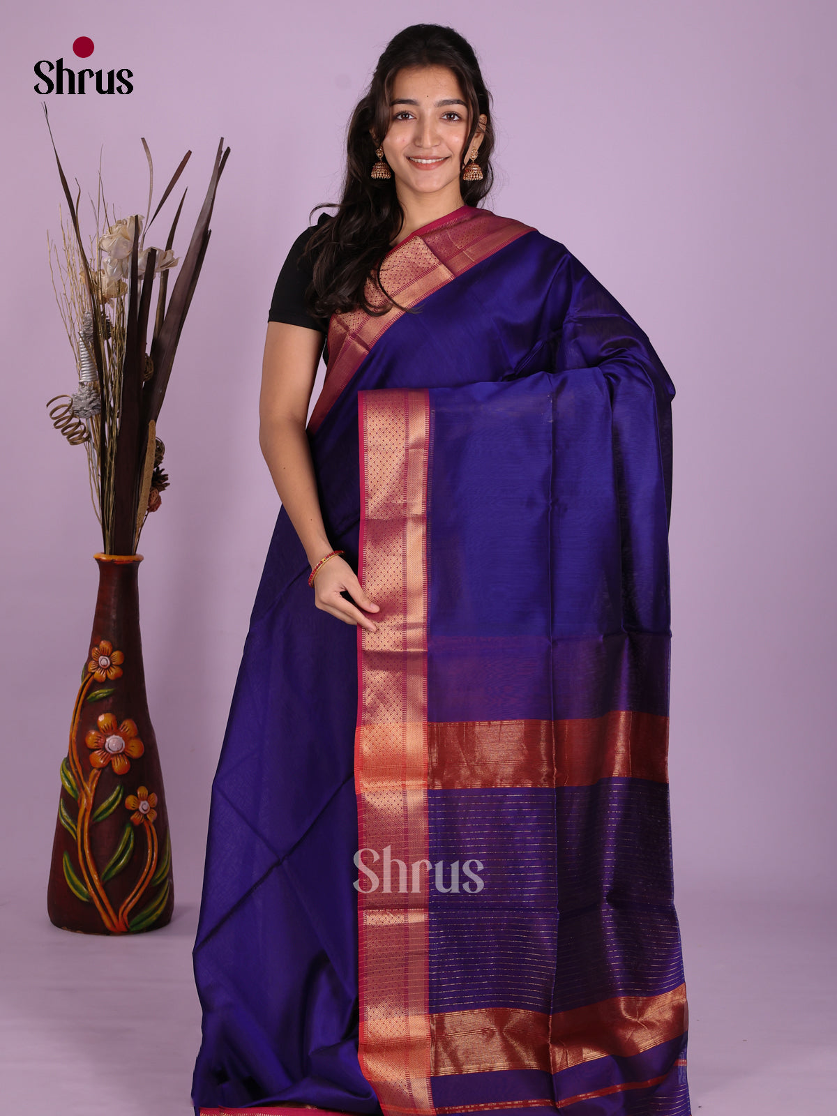 DKS12922 - Maheshwari silkcotton Saree - Shop on Shrus.com