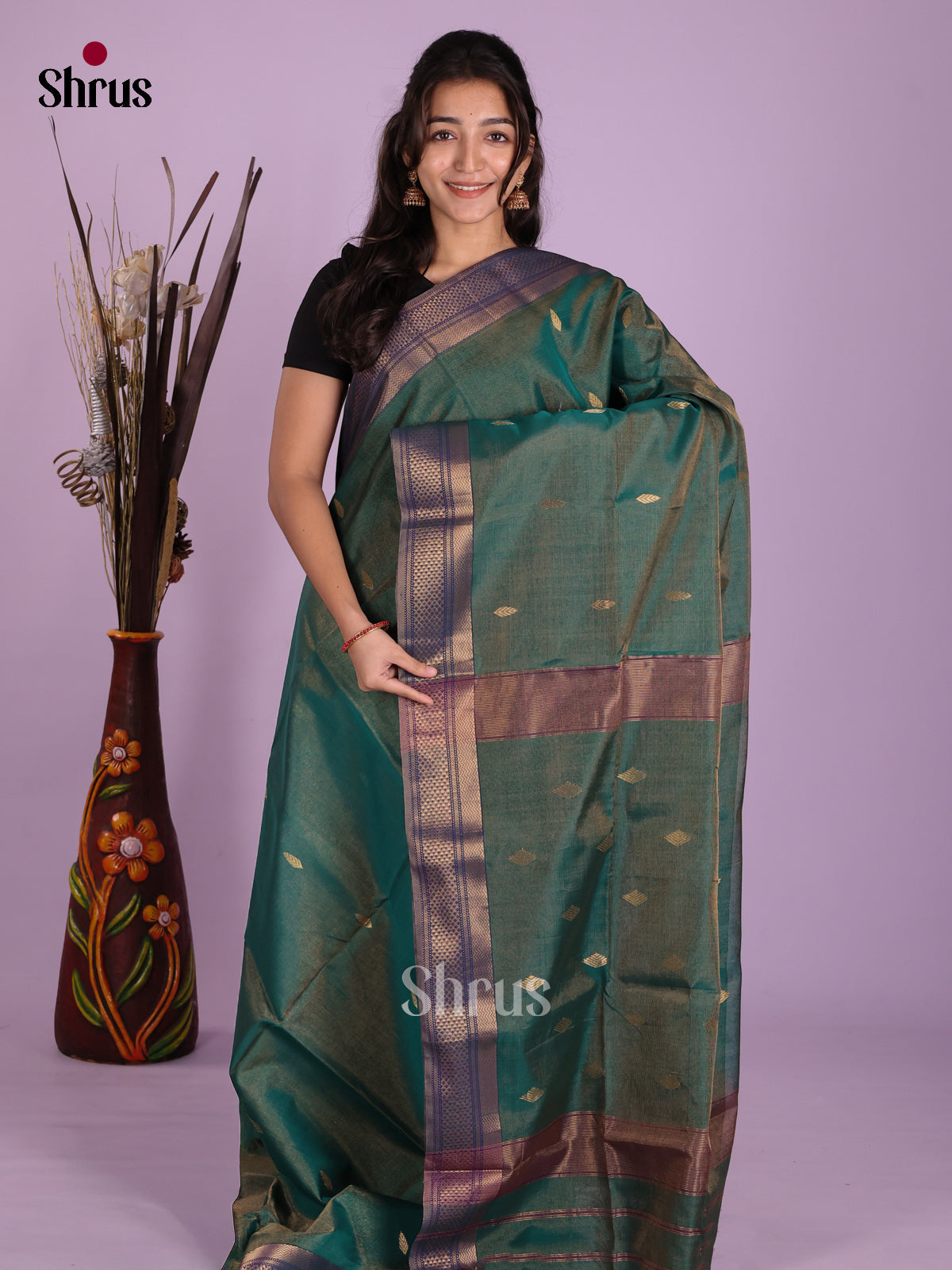 DKS12932 - Maheshwari silkcotton Saree - Shop on Shrus.com