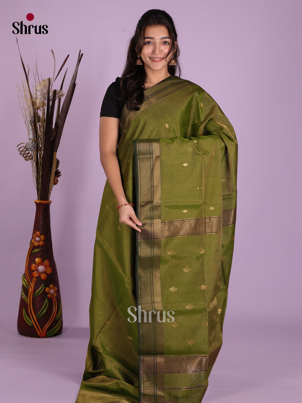 DKS12936 - Maheshwari silkcotton Saree - Shop on Shrus.com
