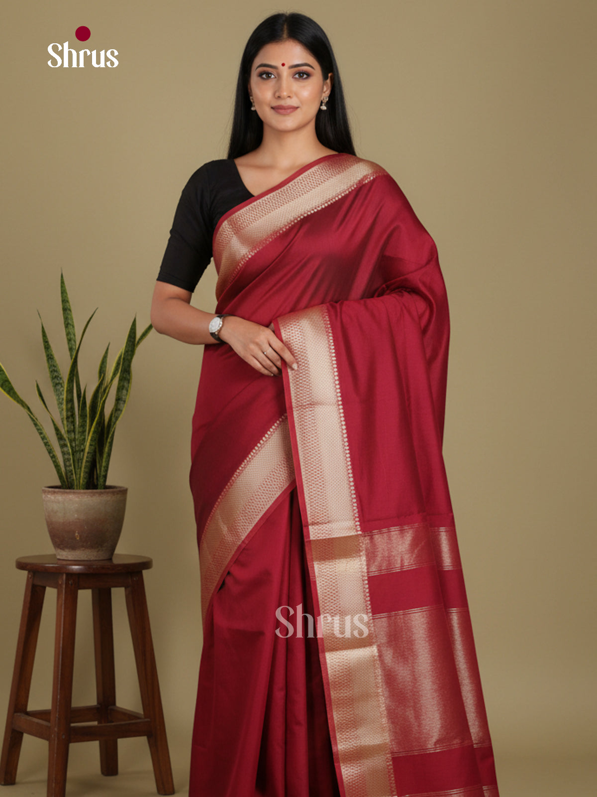 Maroon - Art Maheshwari Saree - Shop on Shrus.com