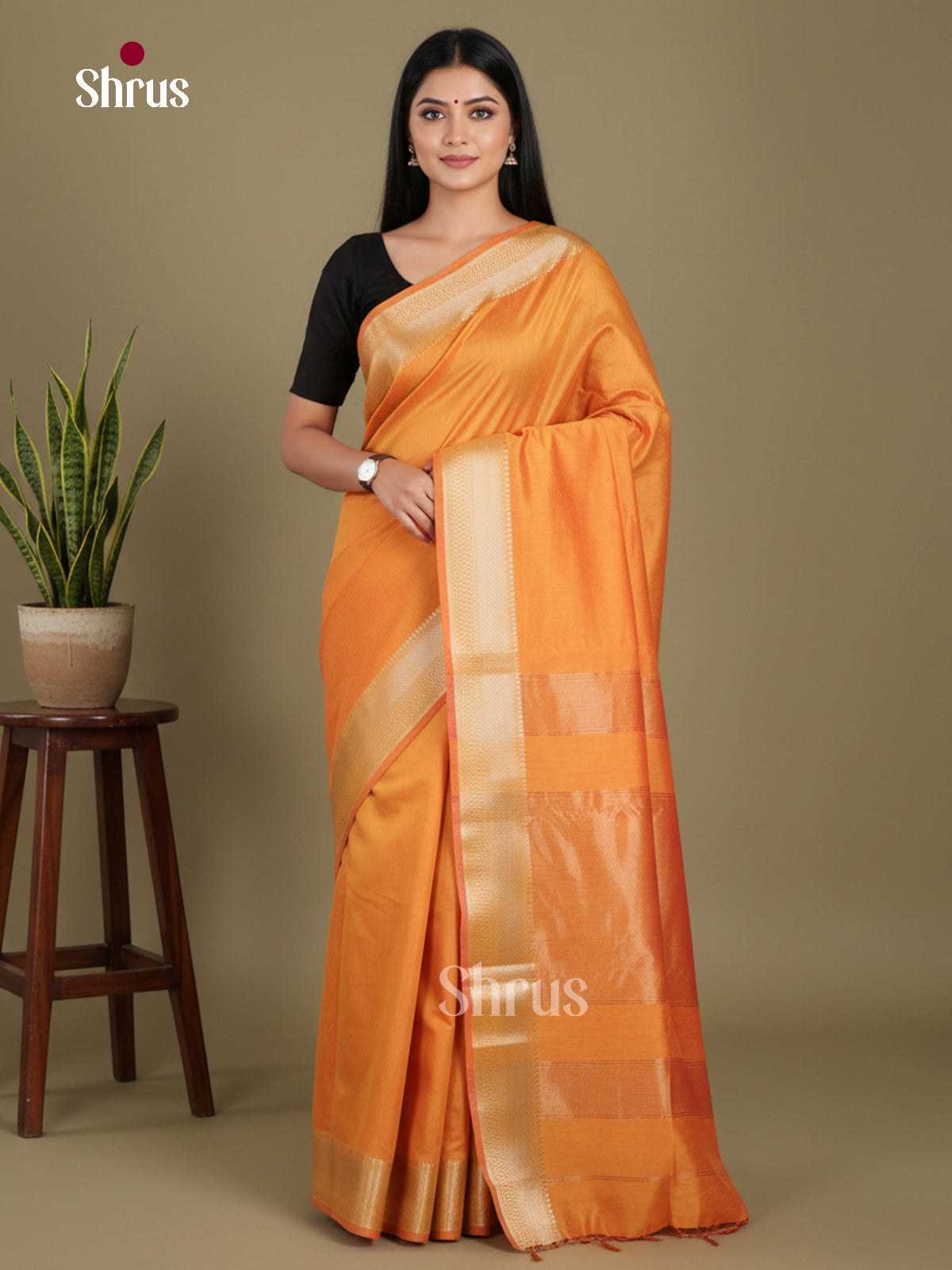 Orange - Art Maheshwari Saree