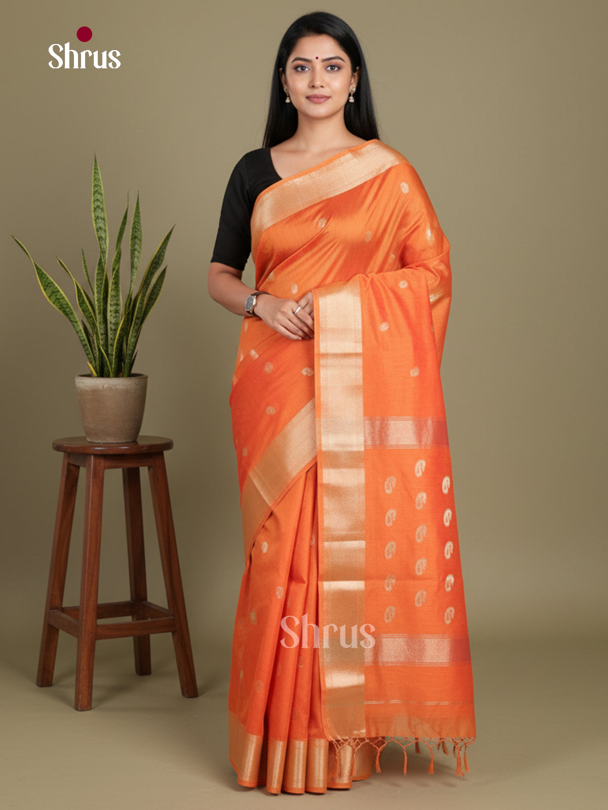 Orange - Art Maheshwari Saree