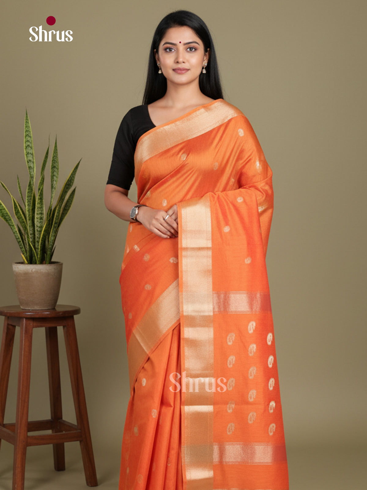 Orange - Art Maheshwari Saree