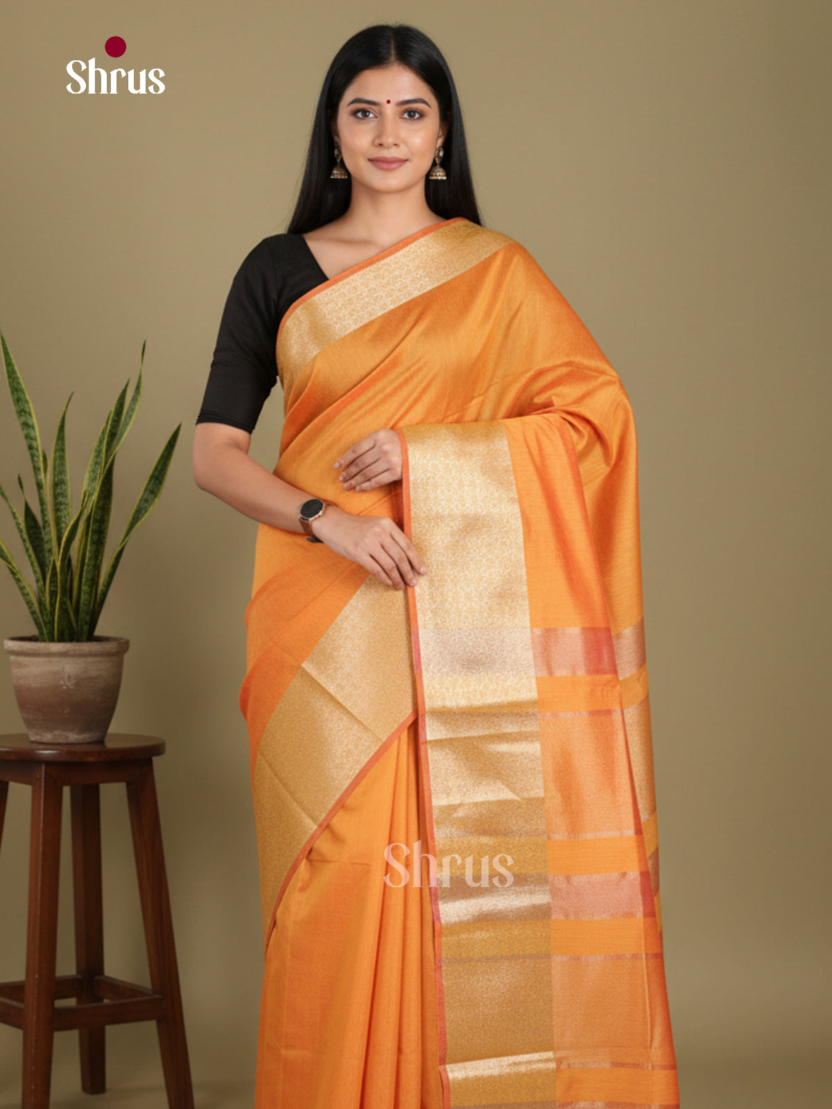 Orange - Art Maheshwari Saree