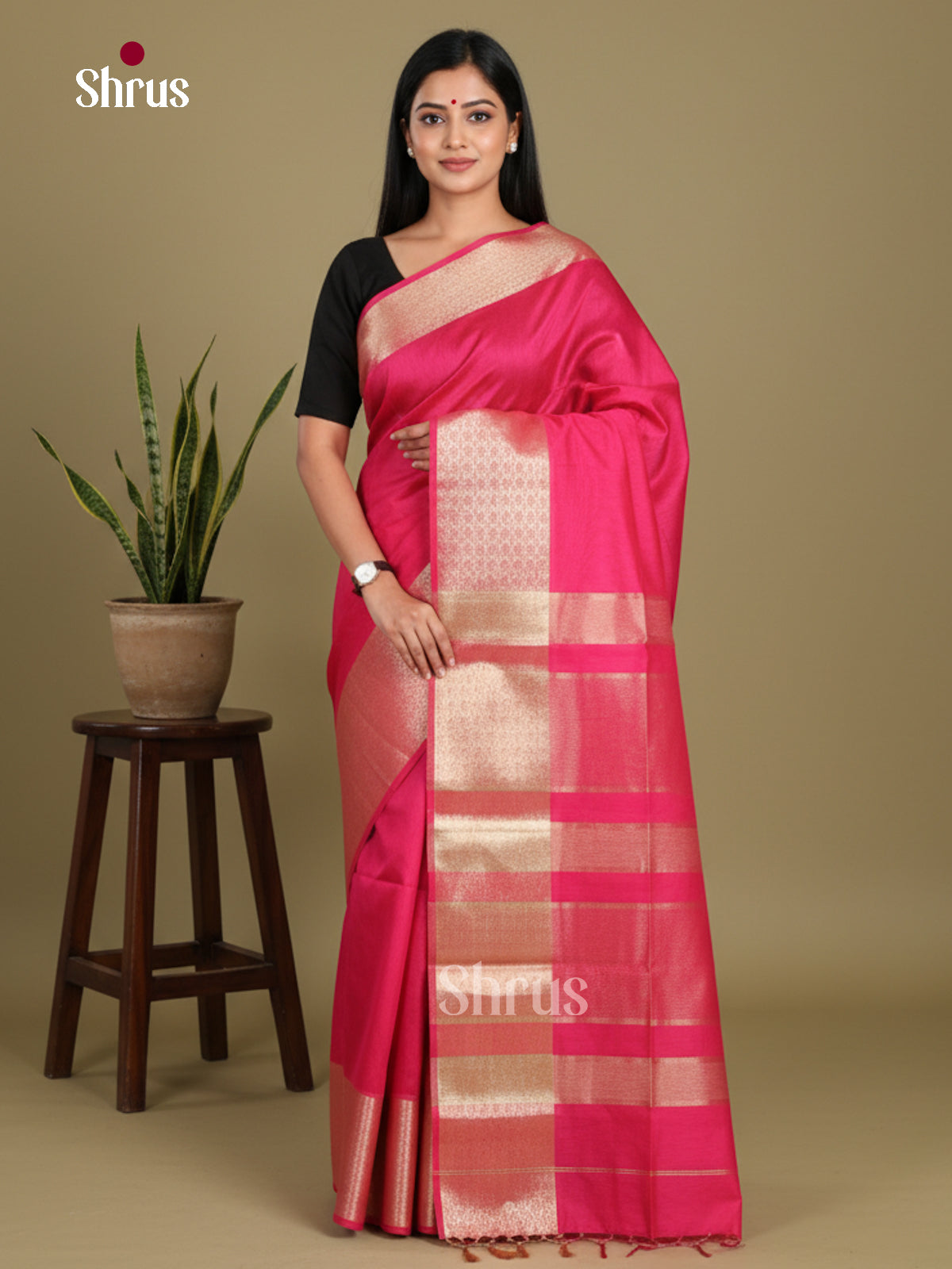 Rani Pink- Art Maheshwari Saree
