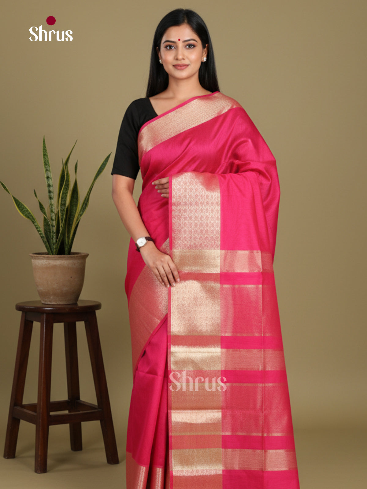 Rani Pink- Art Maheshwari Saree
