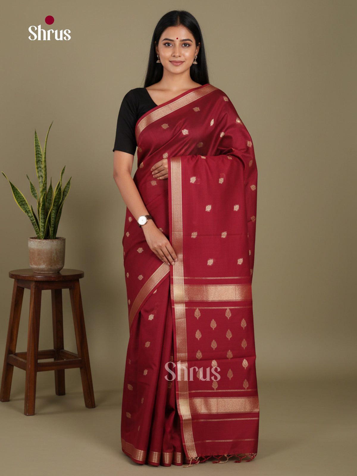 Maroon- Art Maheshwari Saree