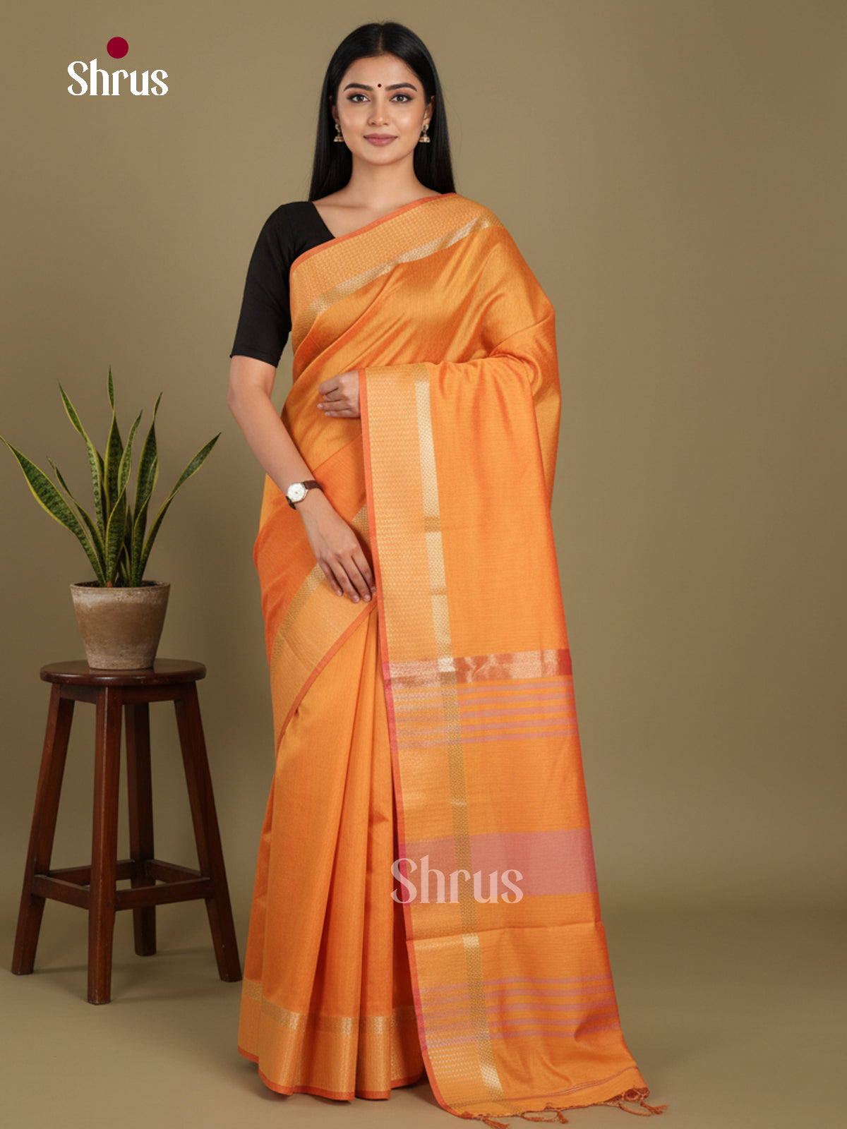 Orange - Art Maheshwari Saree