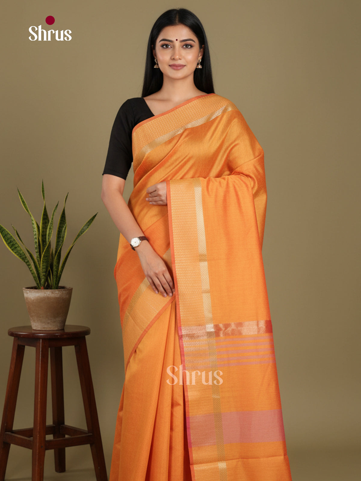 Orange - Art Maheshwari Saree