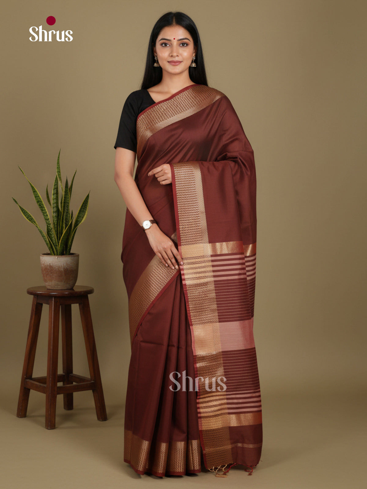 Maroon - Art Maheshwari Saree - Shop on Shrus.com