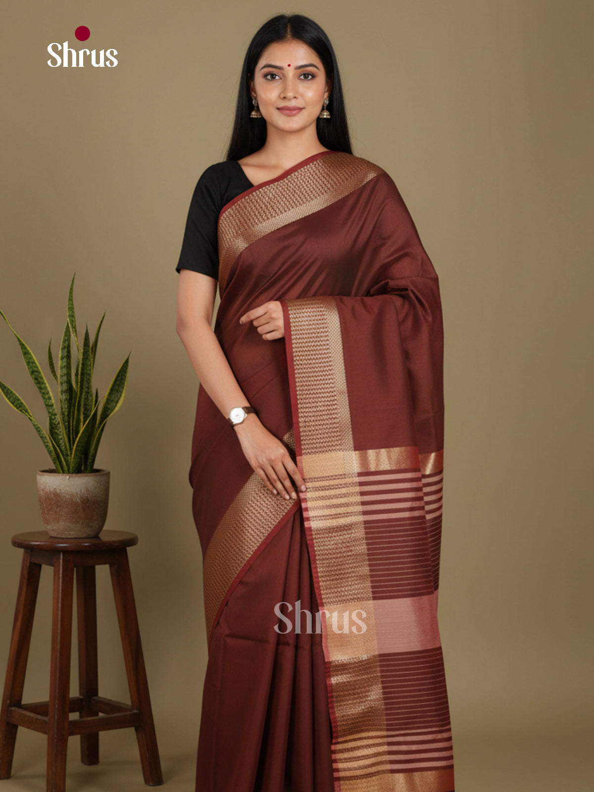Maroon - Art Maheshwari Saree - Shop on Shrus.com
