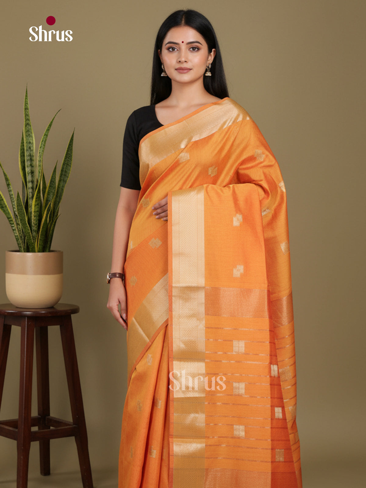 Orange - Art Maheshwari Saree