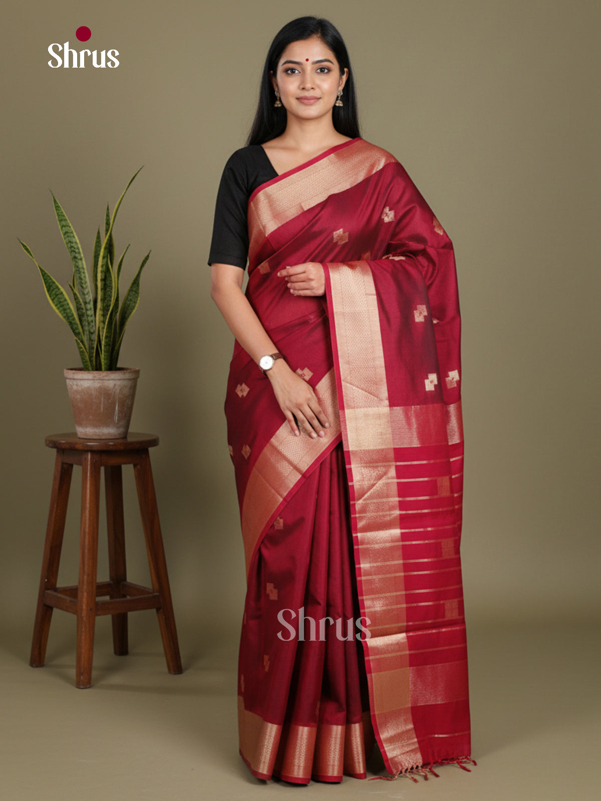 Maroon - Art Maheshwari Saree