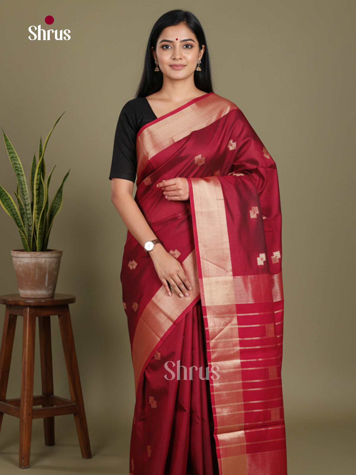 Maroon - Art Maheshwari Saree