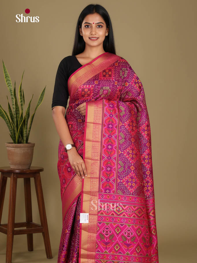 Purple & Pink - Semi Patola Saree - Shop on Shrus.com