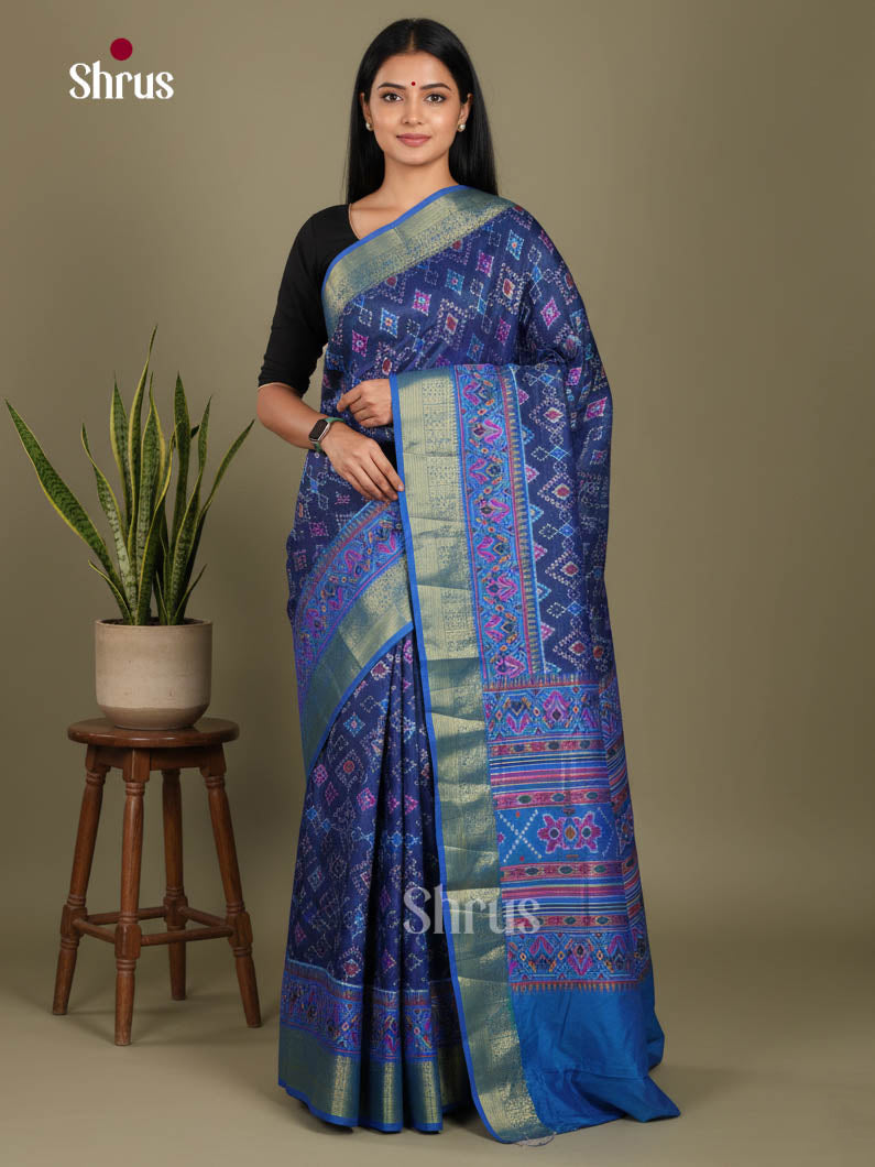 Blue & Light Blue - Semi Patola Saree