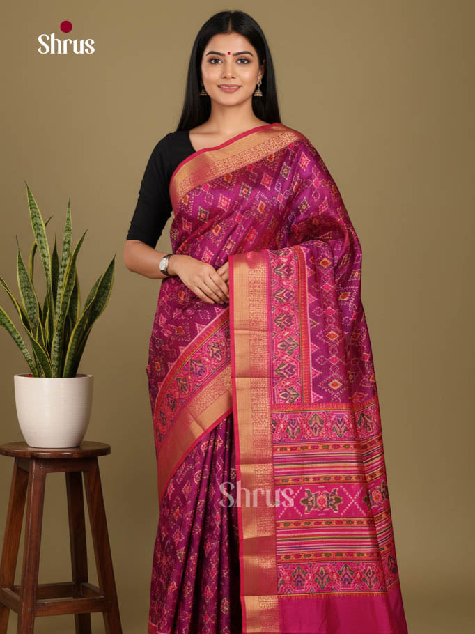 Purple & Pink - Semi Patola Saree - Shop on Shrus.com