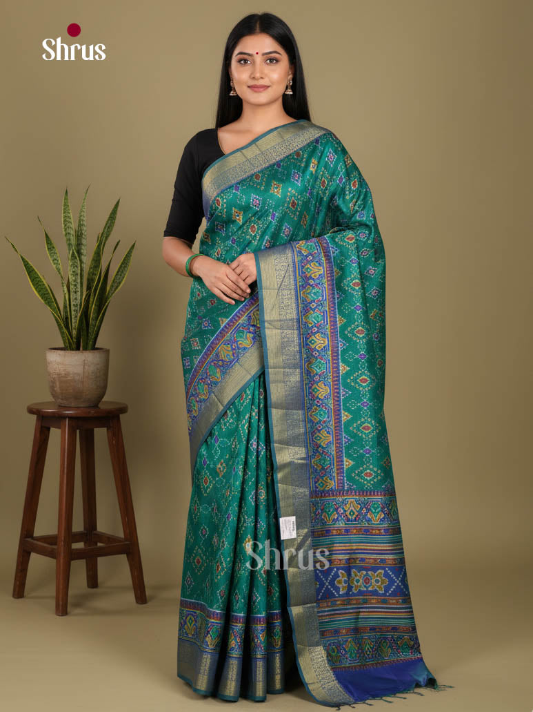 Green & Blue - Semi Patola Saree
