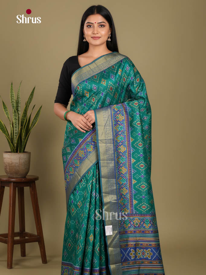 Green & Blue - Semi Patola Saree
