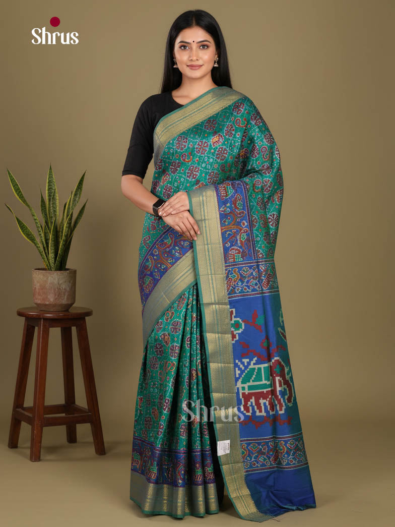 Green & Blue - Semi Patola Saree