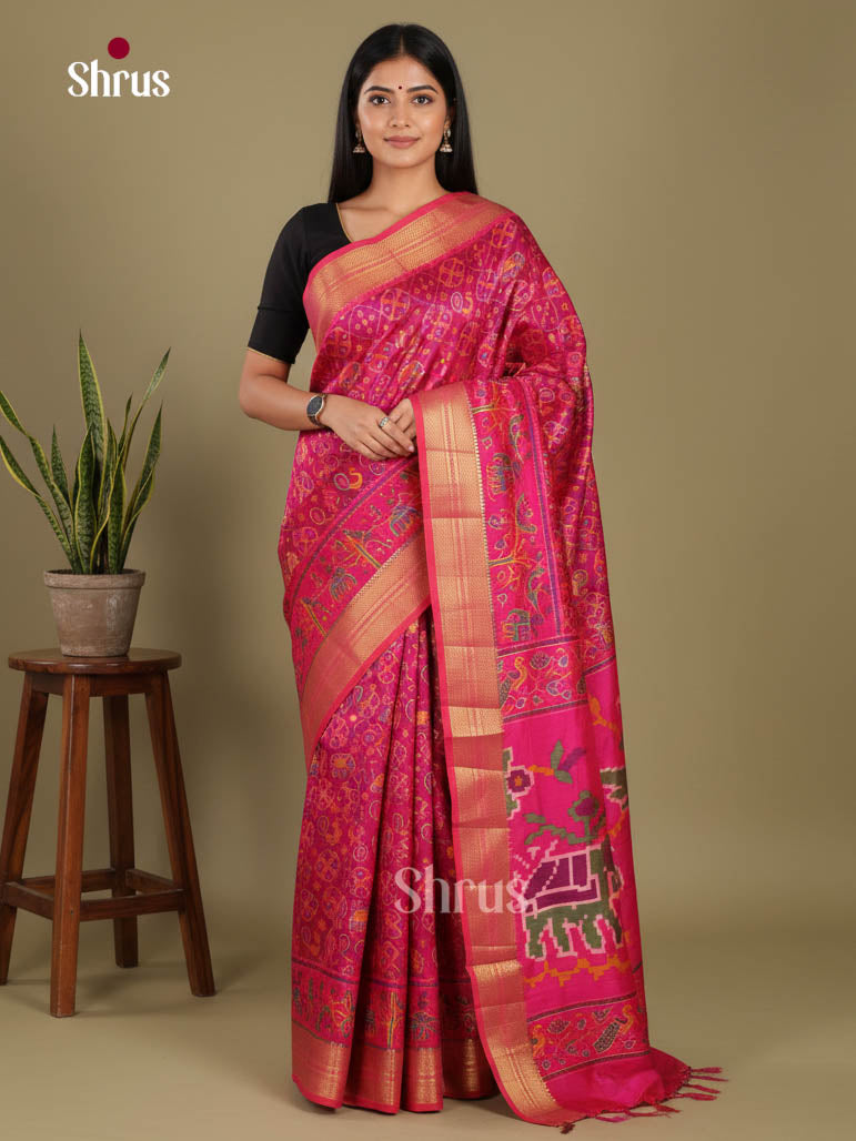 Pink - Semi Patola Saree - Shop on Shrus.com
