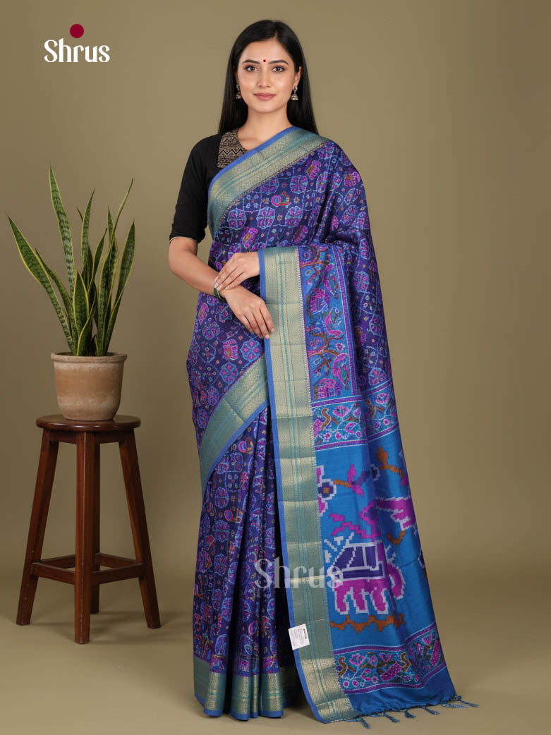 Blue & Light Blue - Semi Patola Saree