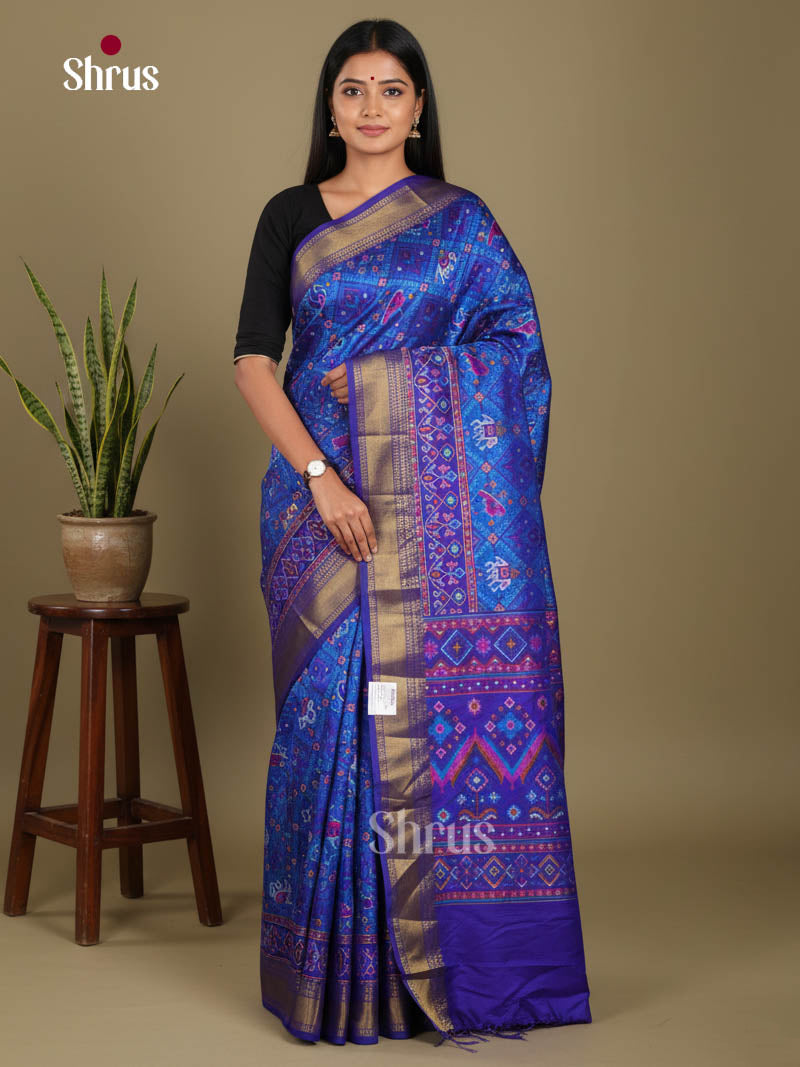 Blue & Purple - Semi Patola Saree
