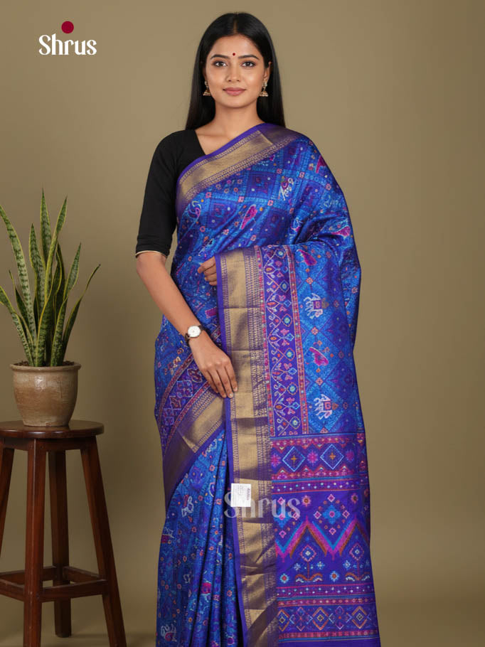 Blue & Purple - Semi Patola Saree