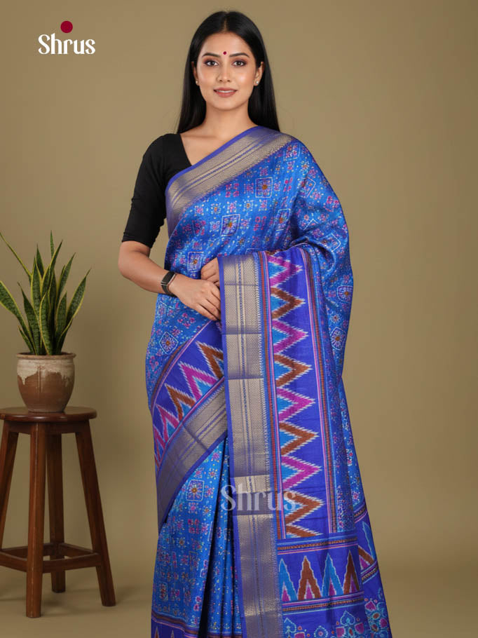 Blue - Semi Patola Saree
