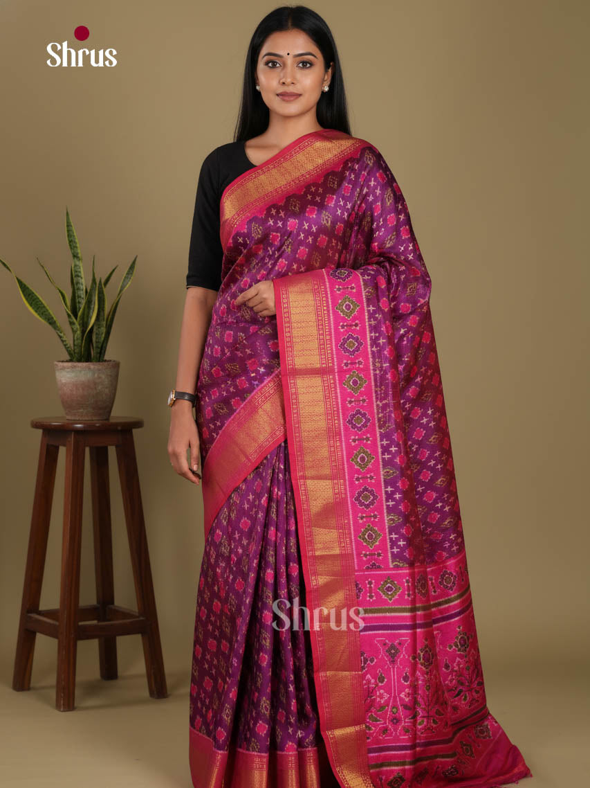 Purple & Pink - Semi Patola Saree - Shop on Shrus.com
