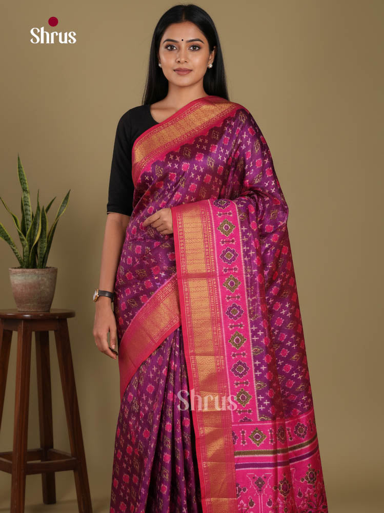 Purple & Pink - Semi Patola Saree - Shop on Shrus.com