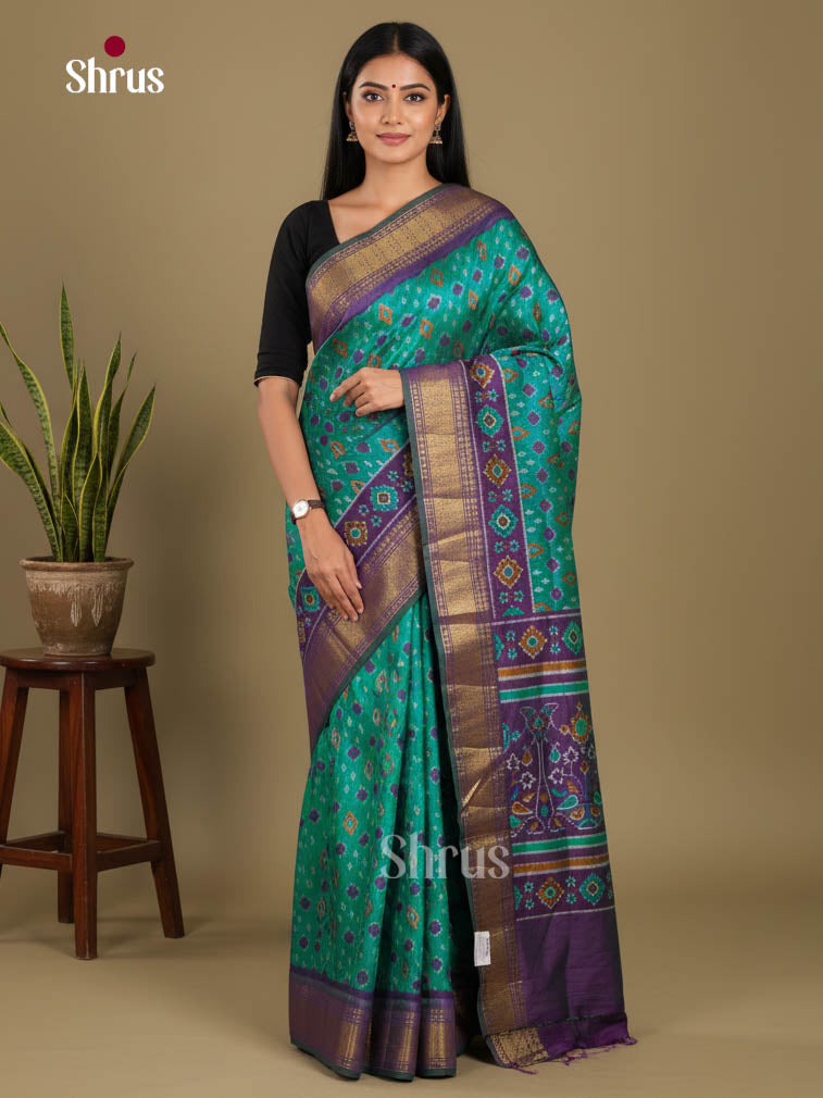Green & Purple - Semi Patola Saree - Shop on Shrus.com