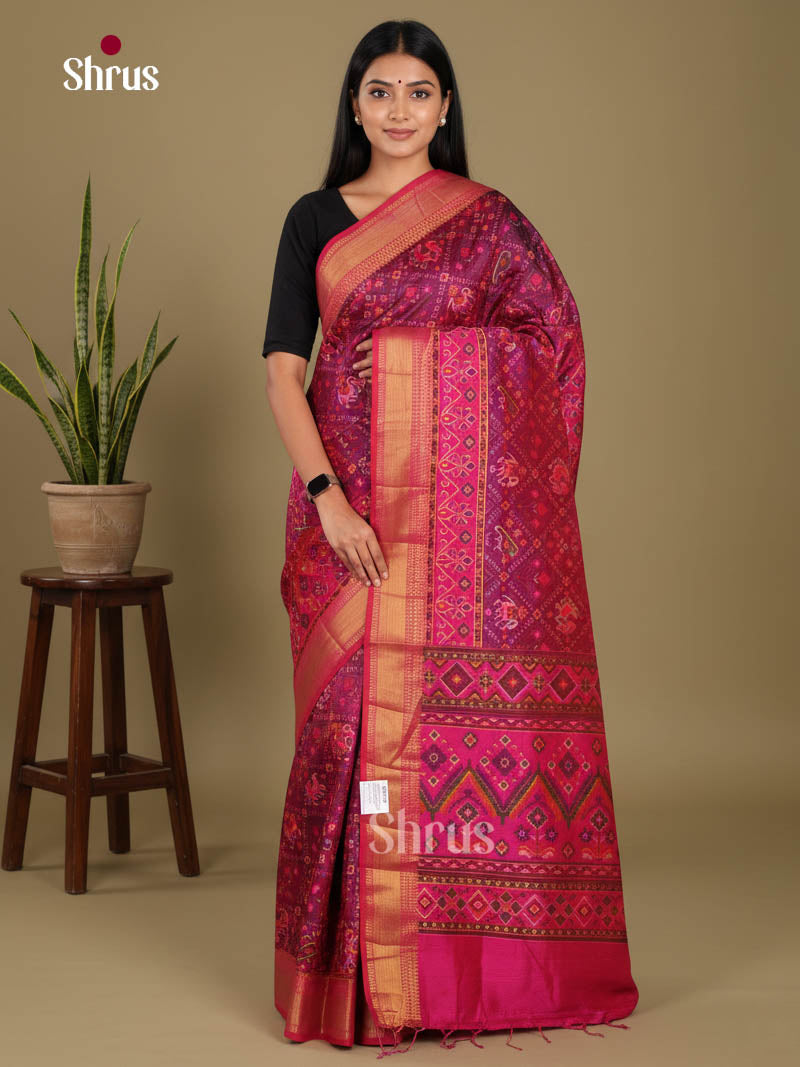 Purple & Pink- Semi Patola Saree - Shop on Shrus.com