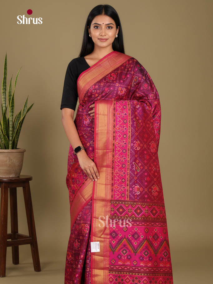Purple & Pink- Semi Patola Saree - Shop on Shrus.com