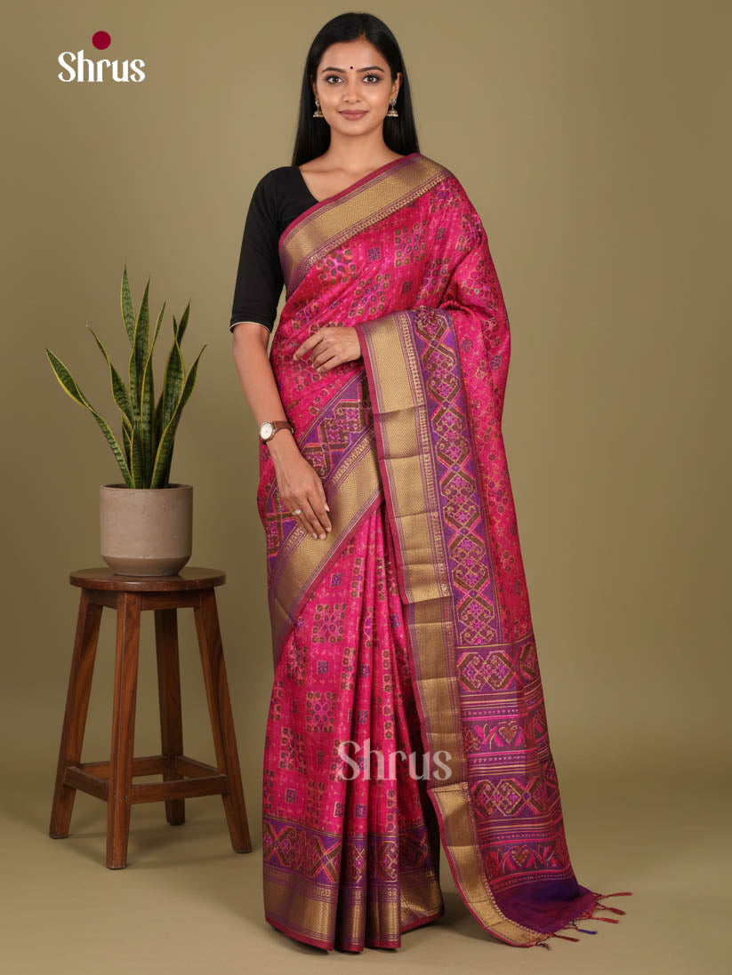 Pink & Purple - Semi Patola Saree