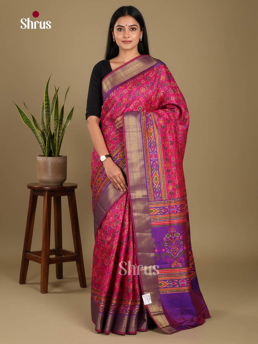Pink & Purple - Semi Patola Saree - Shop on Shrus.com