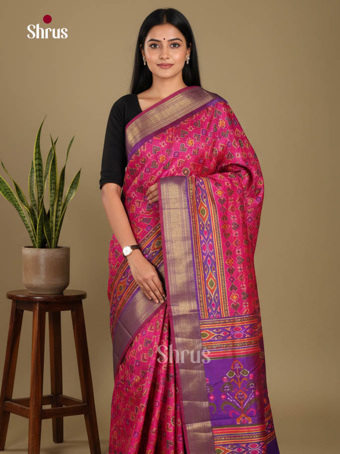 Pink & Purple - Semi Patola Saree - Shop on Shrus.com