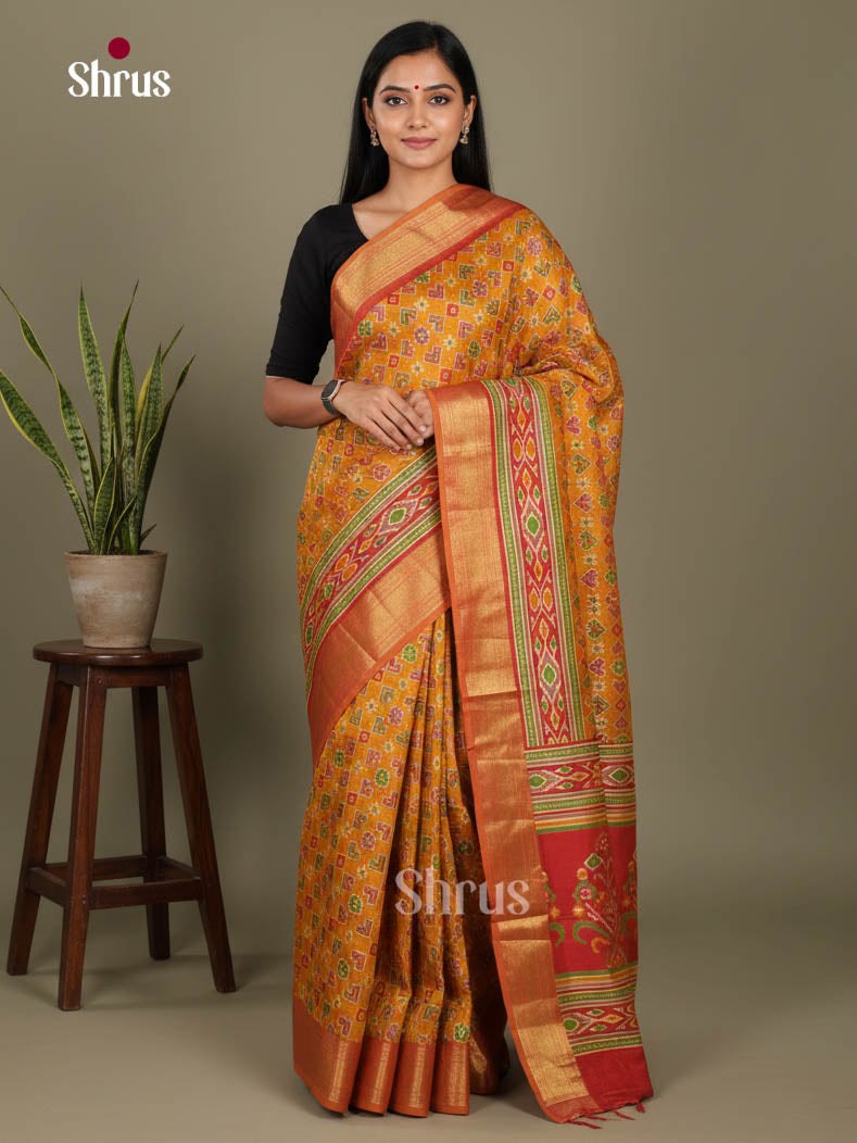 Mustard & Brick - Semi Patola Saree
