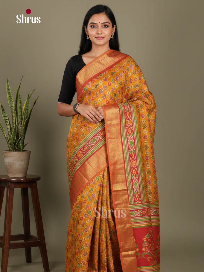 Mustard & Brick - Semi Patola Saree