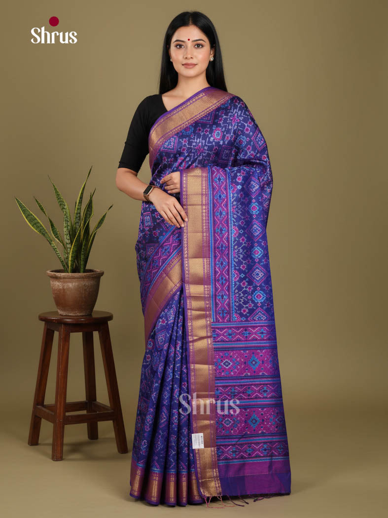 Blue & Purple- Semi Patola Saree