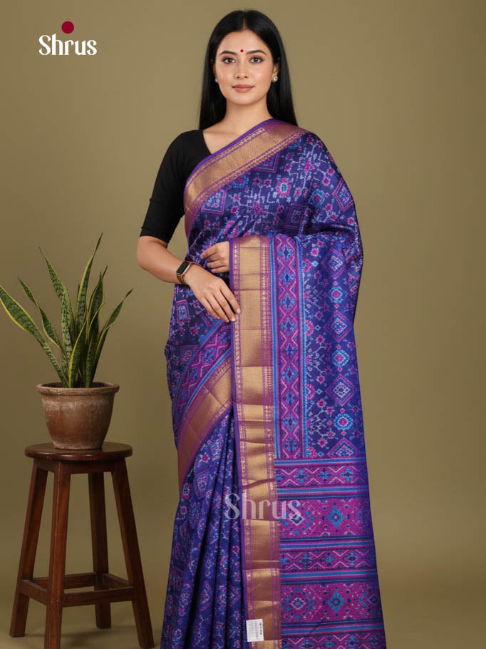 Blue & Purple- Semi Patola Saree