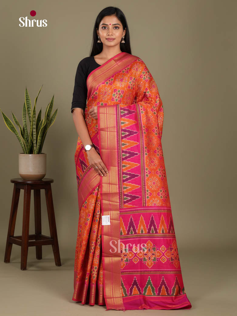 Orange & Pink - Semi Patola Saree