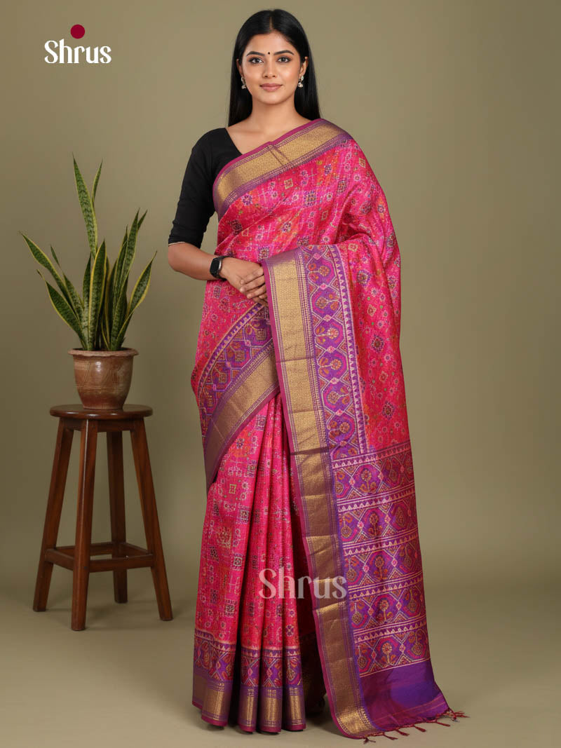 Pink & Purple - Semi Patola Saree