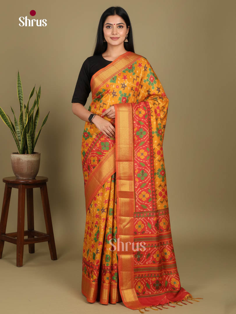 Mustard & Brick - Semi Patola Saree - Shop on Shrus.com