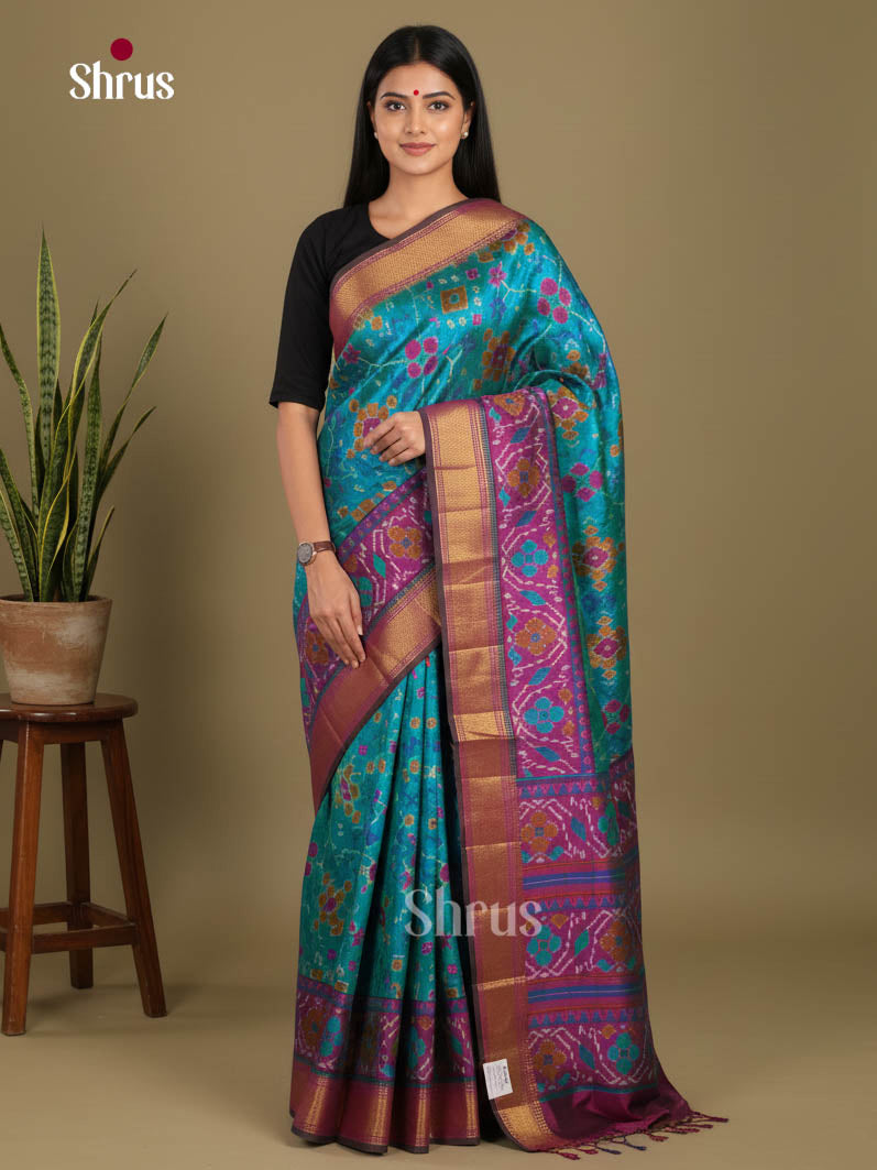 Blue & Purple - Semi Patola Saree