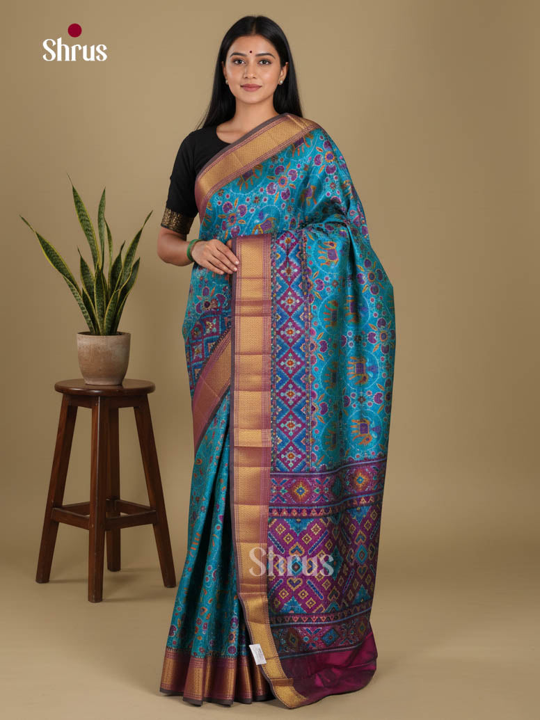 Blue & Purple- Semi Patola Saree